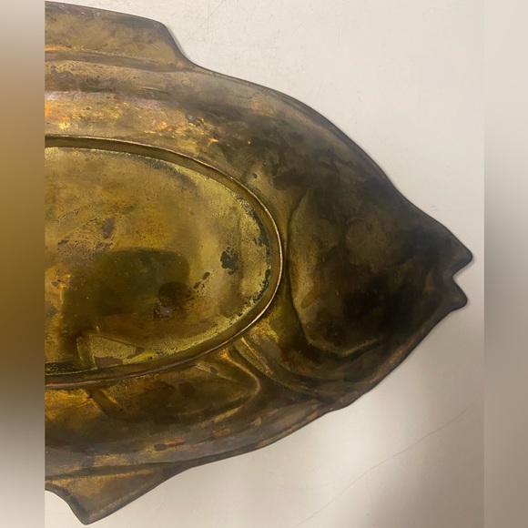 Solid Brass Fish Shaped Trinket Dish Tray 13 Inch - Picture 9 of 13